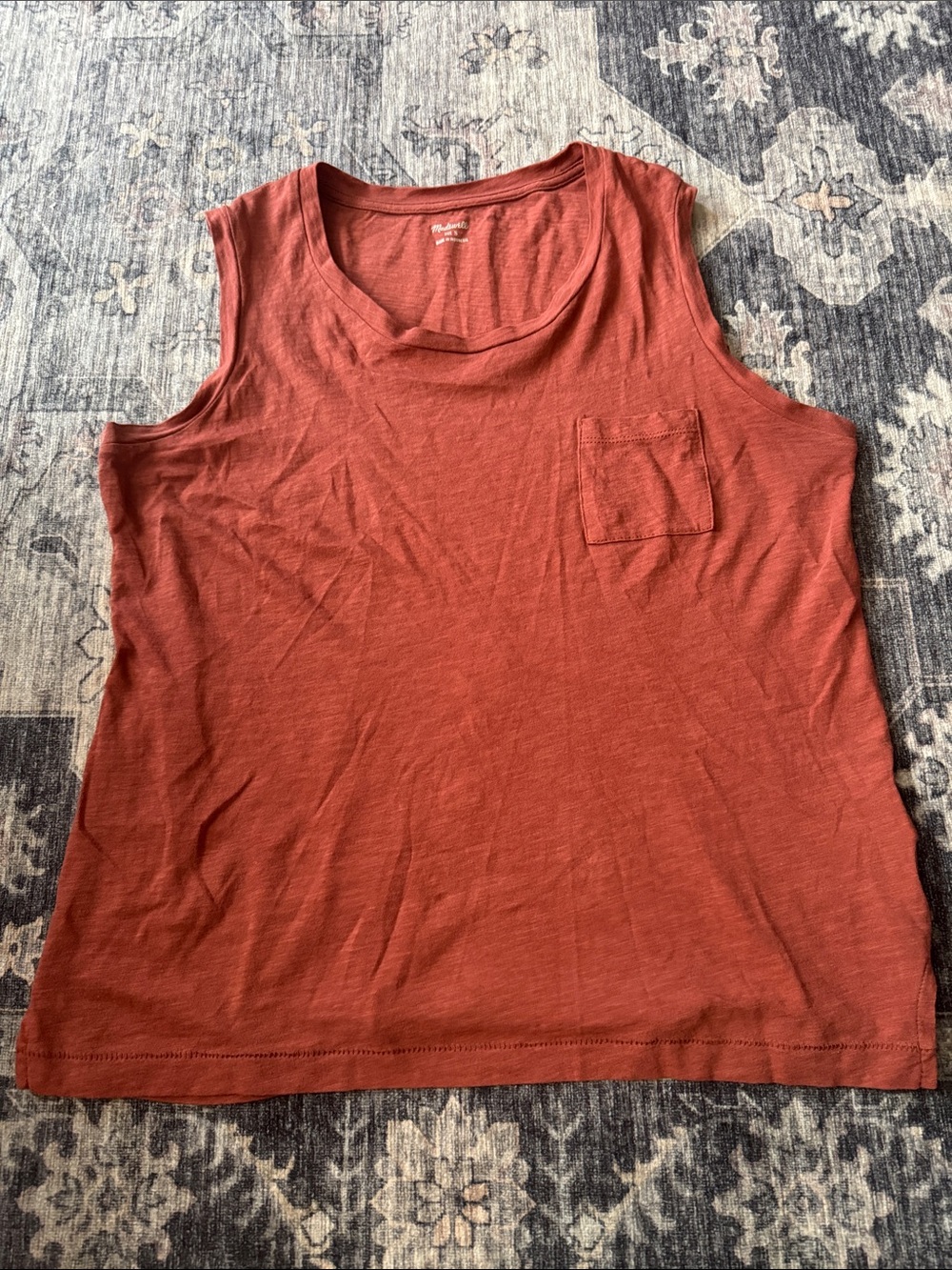 Madewell Rust Orange Sleeveless Pocket Tank